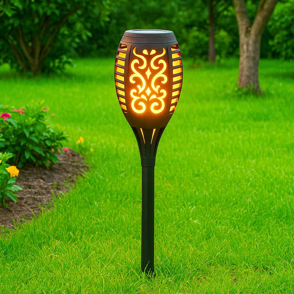 Садовий світильник на сонячній батареї 52см, 96LED, Solar flame / Вуличний ліхтар з ефектом полум'я Київ - фото 1
