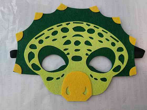 Детская маска динозавр детям 18 на 15 см зелено-желтый Киев
