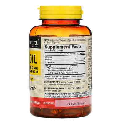 Жирні кислоти Mason Natural Риб&apos;ячий жир з Омега-3, Omega-3 Fish Oil, 120 гелевих капсул (MAV-12232) Вінниця