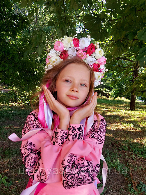 Ободок обруч з квітами "Сценічний рожевий" Кривий Ріг - фото 7