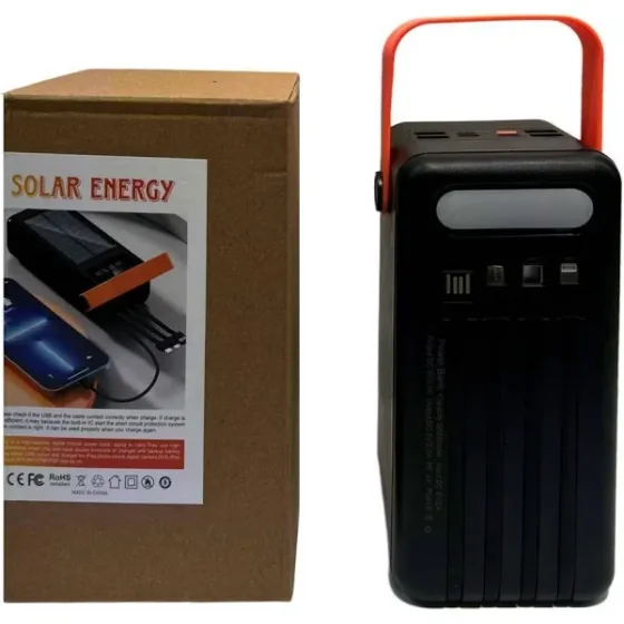 Зовнішній акумулятор (power bank) 80000мАг 8Вт Solar для зарядки пристроїв, з сонячною батареєю Київ