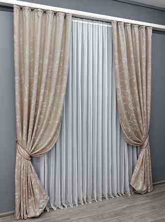 Комплект готовых штор VR-Textil Жаккард Allure № 1613ш Пудровый 150х270 см 2 шт (33-0551) Киев