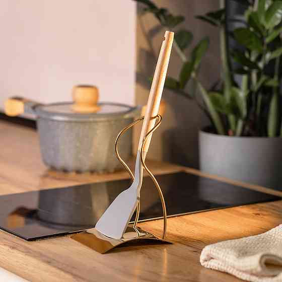 Підставка під ополоник, лопатку або ложку 12×10,5×17 см з нержавіючої сталі Золото HP-19-15-G Коломия