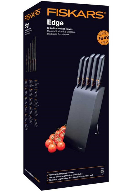 Кухонный Набор Ножей 5 предметов с пластиковым блоком Fiskars 