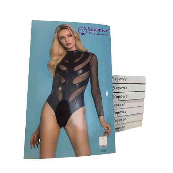 Боді сексуальне із сітчастими вставками L/XL Sunspice, чорне Sex Aura Київ