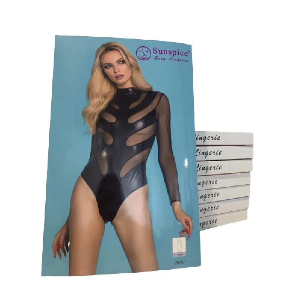 Боді сексуальне із сітчастими вставками L/XL Sunspice, чорне Sex Aura Київ - фото 3
