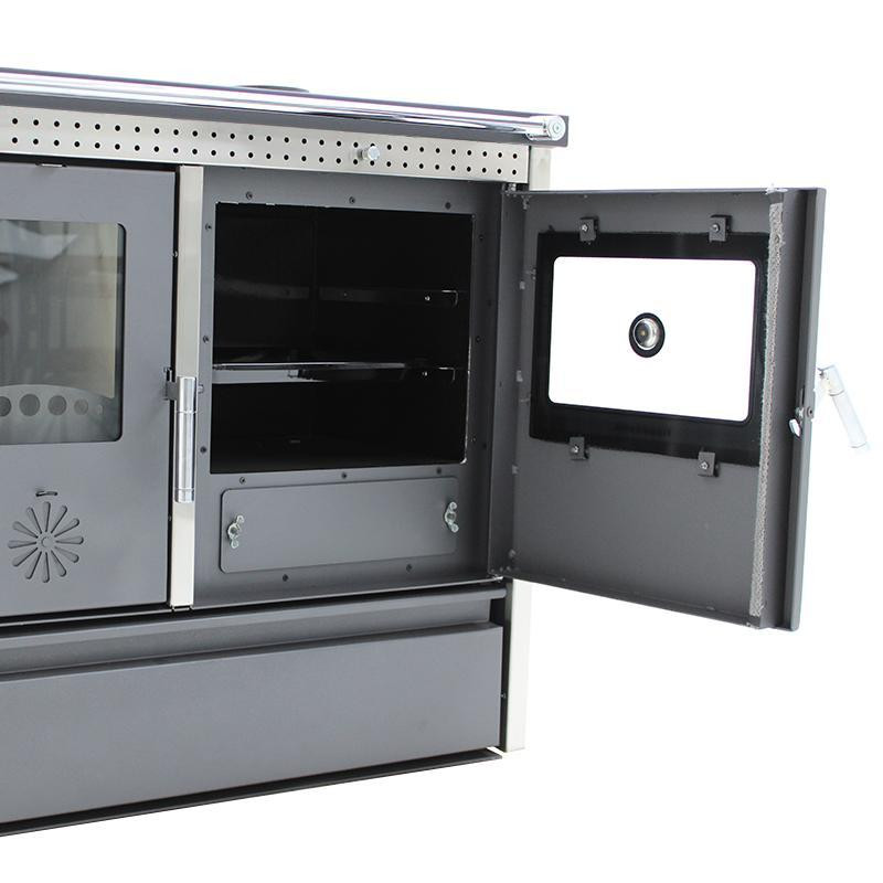 Піч опалювально-варильна Hosseven Lotus Inox 12 кВт з вбудованою духовкою верхній димохід сучасний дизайн Тернопіль - фото 4