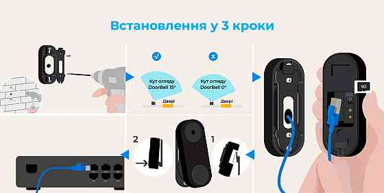 Відеодзвінок Reolink D340W (Video Doorbell Wi-Fi) ( Чорний ) Харьков