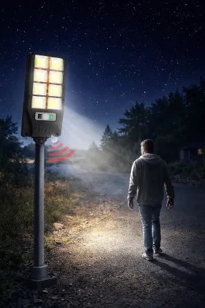 Уличный фонарь на столб Solar sensor light BK-120-8COB-B с датчиком движения и солнечной панелью Коломия