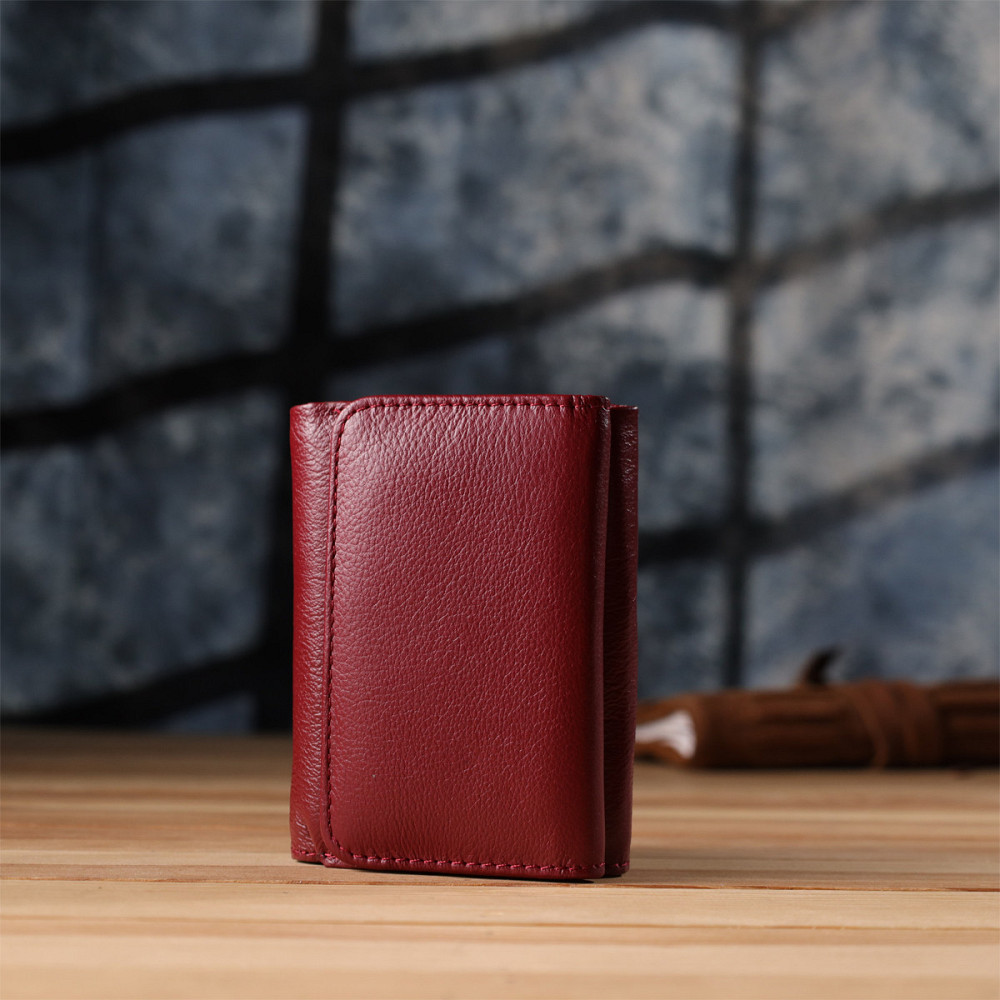 Компактный женский кошелек из натуральной кожи ST Leather 23073 Бордовый Киев - изображение 2