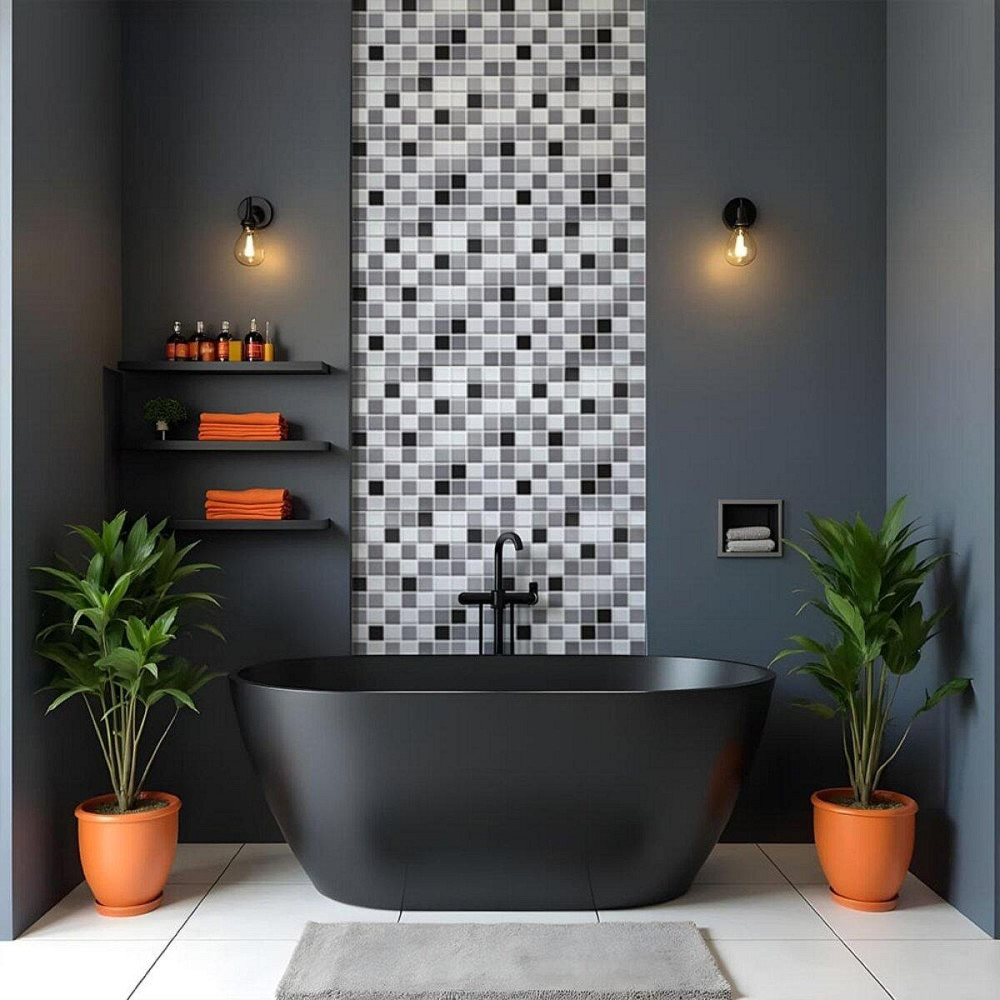 Декоративная ПВХ панель 960х480х4мм Черно-белая мозаика SW-00001432 Днепр - изображение 7