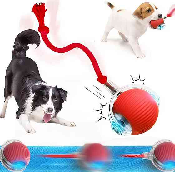 М'ячик з хвостиком інтерактивний USB для котів та собак 7 на 6 см червоний Київ