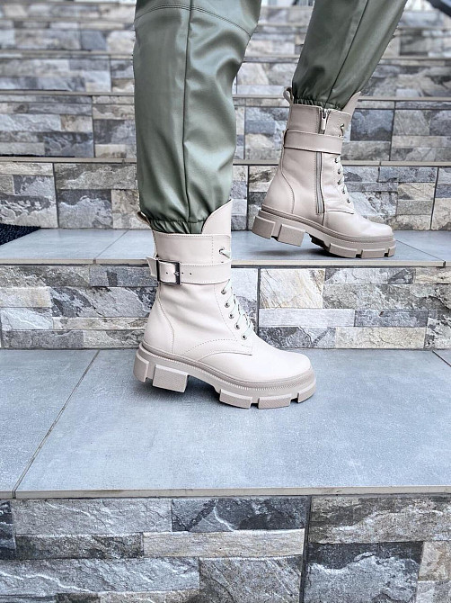 Черевики жіночі M.KRAFT бежеві натуральна шкіра висота 18см підошва 3см (K-60) Коломия - фото 3