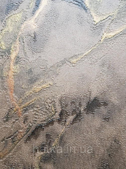 Шпалери метрові вінілові на флізелін AdaWall Beta метрові 3д під мармур темно коричневі з чорним золотавим Київ - фото 5