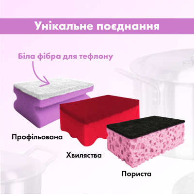 Губки кухонные Chisto Мини Ассорти 3 шт. (4823098415114) Винница - изображение 2