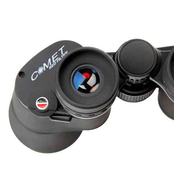 Бінокль тактичний водостійкий для полювання і риболовлі туризму Comet AXP111 (10x50) з червоним фільтром чорний в чохлі Київ