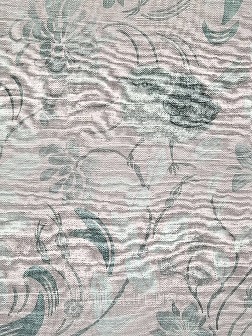 Шпалери вінілові на флізеліні A.S.Creation Maison charme 0.53x10 квіти листя птиці сірі на рожевому Київ - фото 4