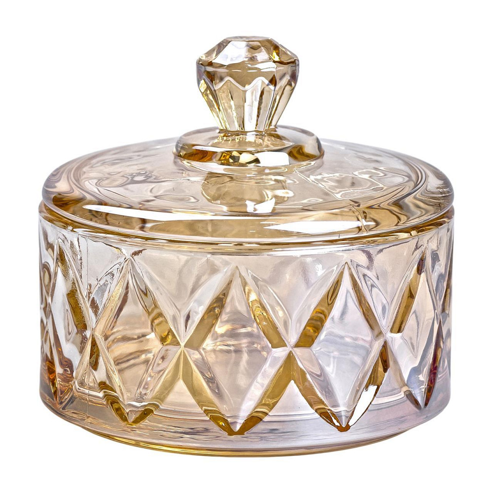 Цукерниця з кришкою Ø 10 см скляна коричнева HP-YH-21 Київ - фото 1