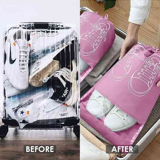 Сумка для обуви на завязках с окошком розовый 41х31см Винница