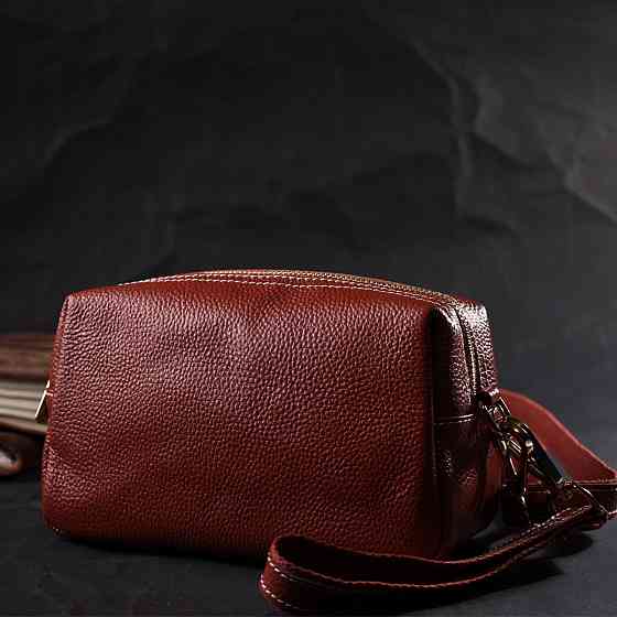 Оригинальная женская сумка с двумя ремнями из натуральной кожи Коричневый (Vintage) Киев