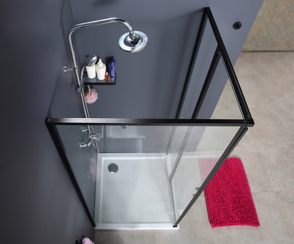 Скляна душова кабіна AVKO Glass RDR13B 90х90х190 Black перегородка для душу Київ - фото 7