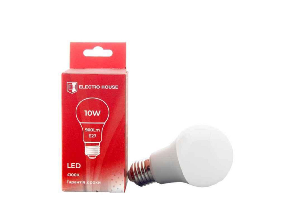 Лампа светодиодная LED груша E27 10Вт 4100К EH-LMP-12403 ТМ ELECTROHOUSE Sollmir Киев - изображение 1