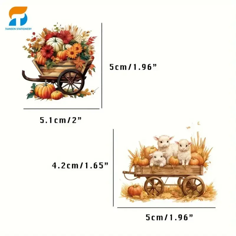 Набор осенних стикеров 50 шт – тыквы, подсолнухи, корзины, животные Киев - изображение 4
