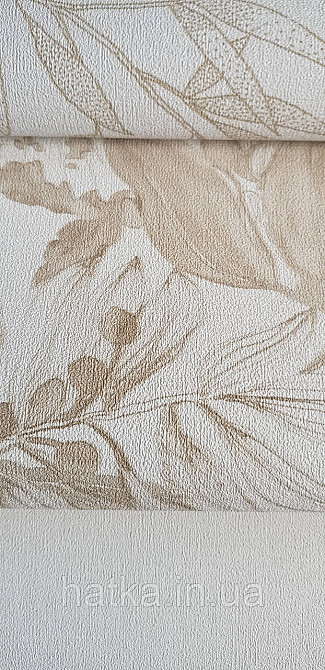 Шпалери вінілові на флізеліні метрові Rasch Novella 1,06х10 квіти листя гілки акварель матові коричневі бежеві Київ - фото 1