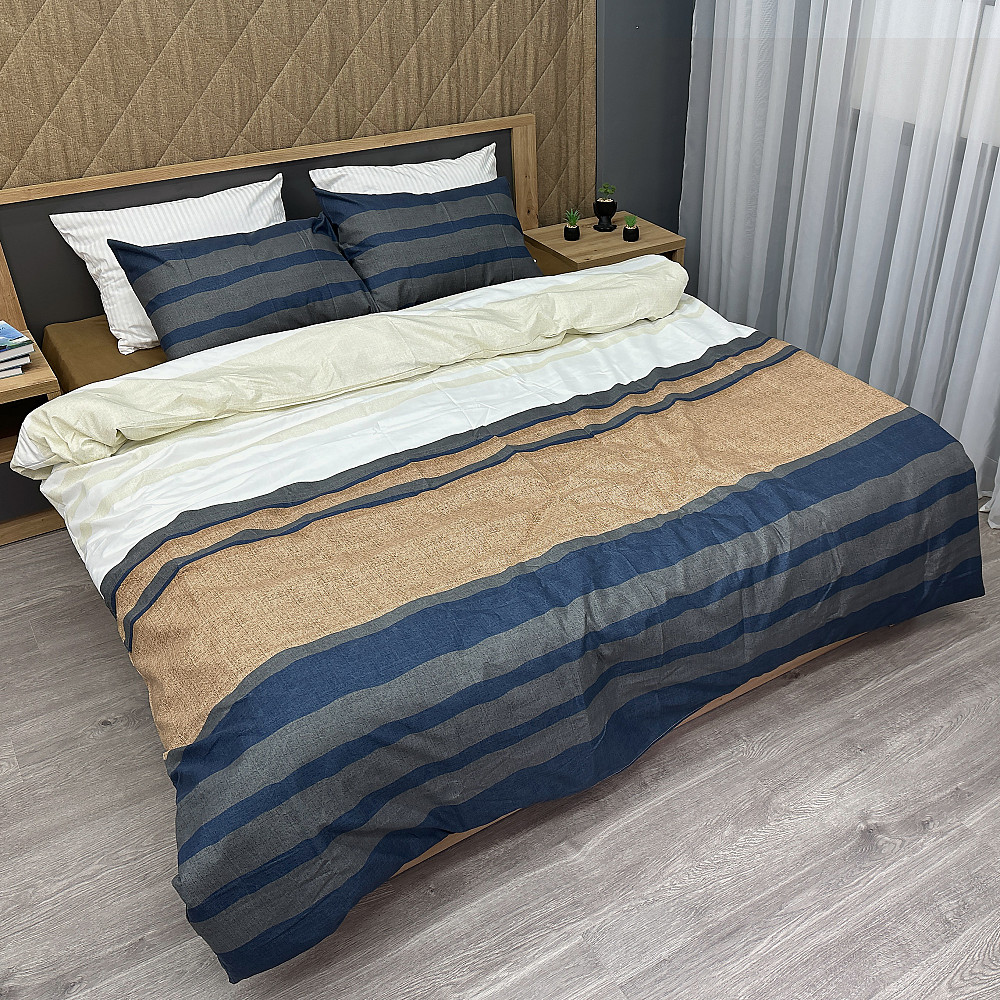 Комплект постельного белья, Decorator Vinette Полуторный 145х215 разноцветная полоска (88-007) Киев - изображение 1