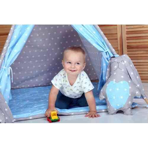 Вігвам Хатка комплект Принц Синій із сірим із подушками — Великий  150*150 см Київ