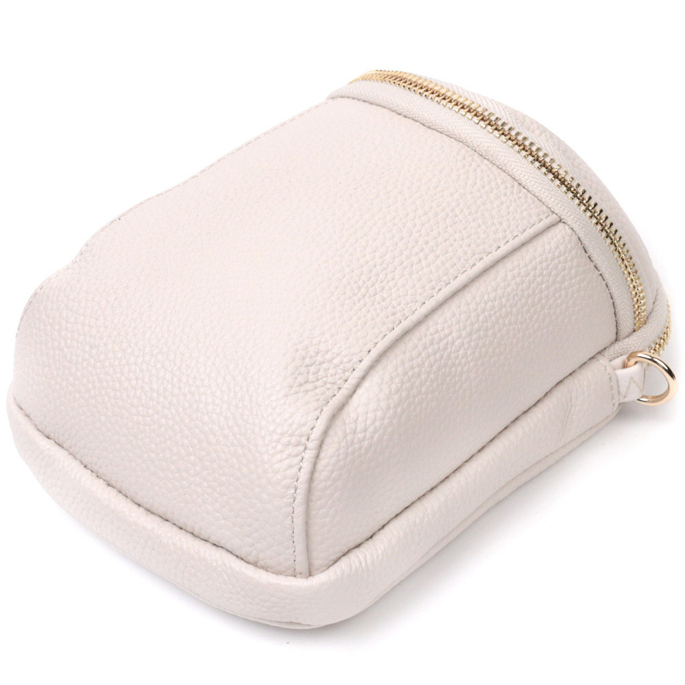 Компактна сумка цікавого формату із м'якої натуральної шкіри Vintage 22339 Біла Київ - фото 5