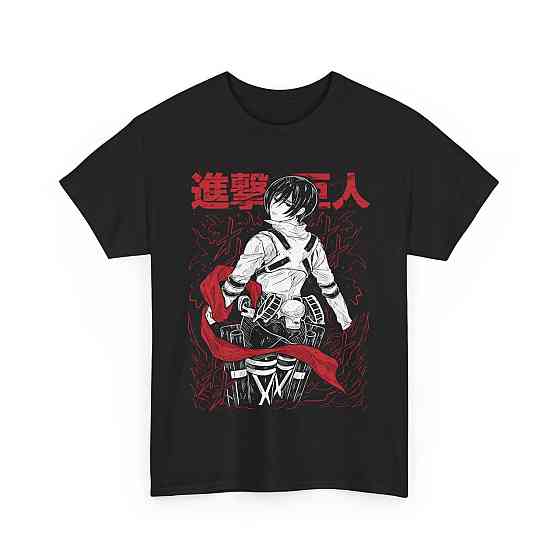 Футболка чоловіча з аніме принтом Атака титанів оверсайз (S/M/L) Чорний AnimeJ0465 Дніпро