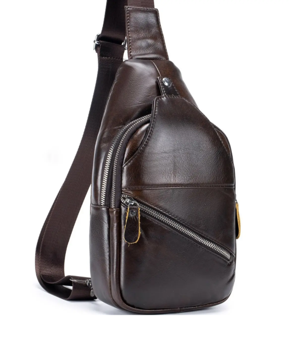 Мужской рюкзак на одно плечо Tiding Bag (18 х 32 х 7 см) сумка-слинг Коричневый Киев - изображение 9