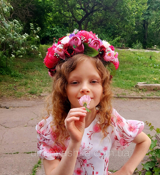 Ободок обруч з квітами "Піони великий малиновий" Кривий Ріг - фото 10