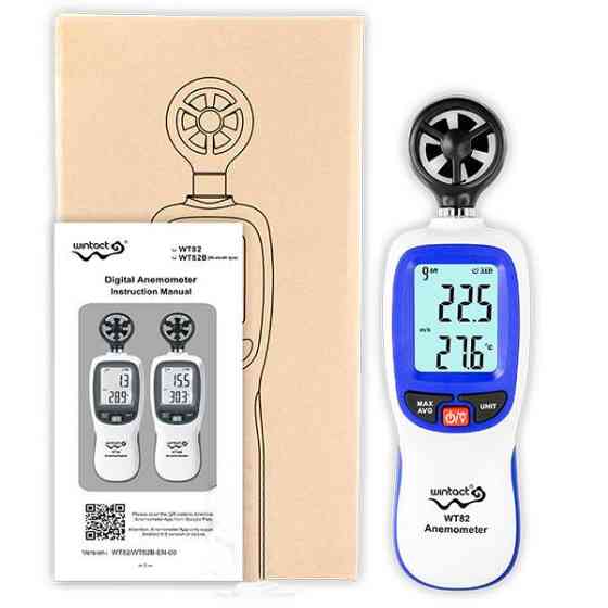 Цифровой крыльчатый анемометр 0,3-30м/с, -10-45°C WINTACT WT82 Чернигов