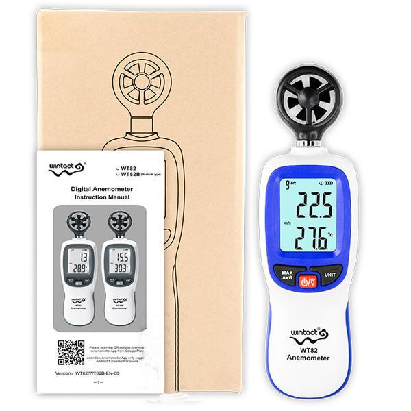Цифровой крыльчатый анемометр 0,3-30м/с, -10-45°C WINTACT WT82 Чернигов - изображение 3