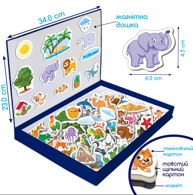 Набір магнітів Світ тварин Велика магнітна історія ML4032-05 EN 75 магнітів Вінниця - фото 5