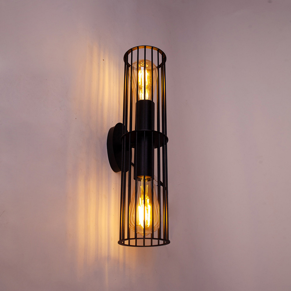 Бра под две лампы Е27 MSK Electric Malta настенный светильник в стиле лофт NL 1040 BK Киев - изображение 2