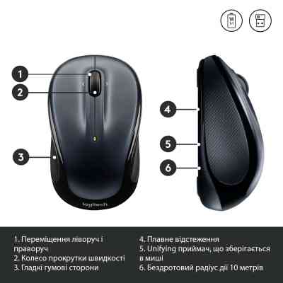 Мышка Logitech M325s Wireless Dark Silver (910-006812) Винница