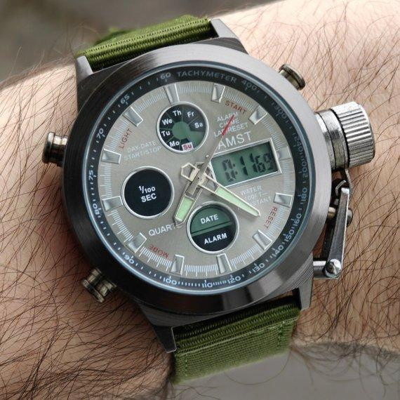 Годинник чоловічий тактичні водостійкий AMST Mountain Green (2 ремінці) Вінниця - фото 13