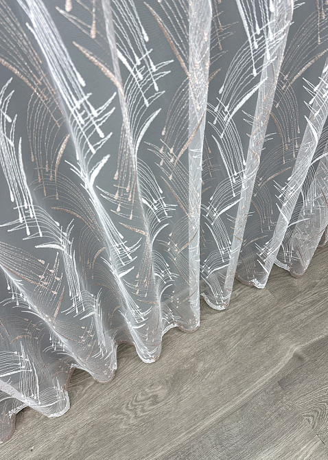 Тюль фатин с вышивкой и люрексом цвет белый с пудровым 1649т Киев - изображение 7