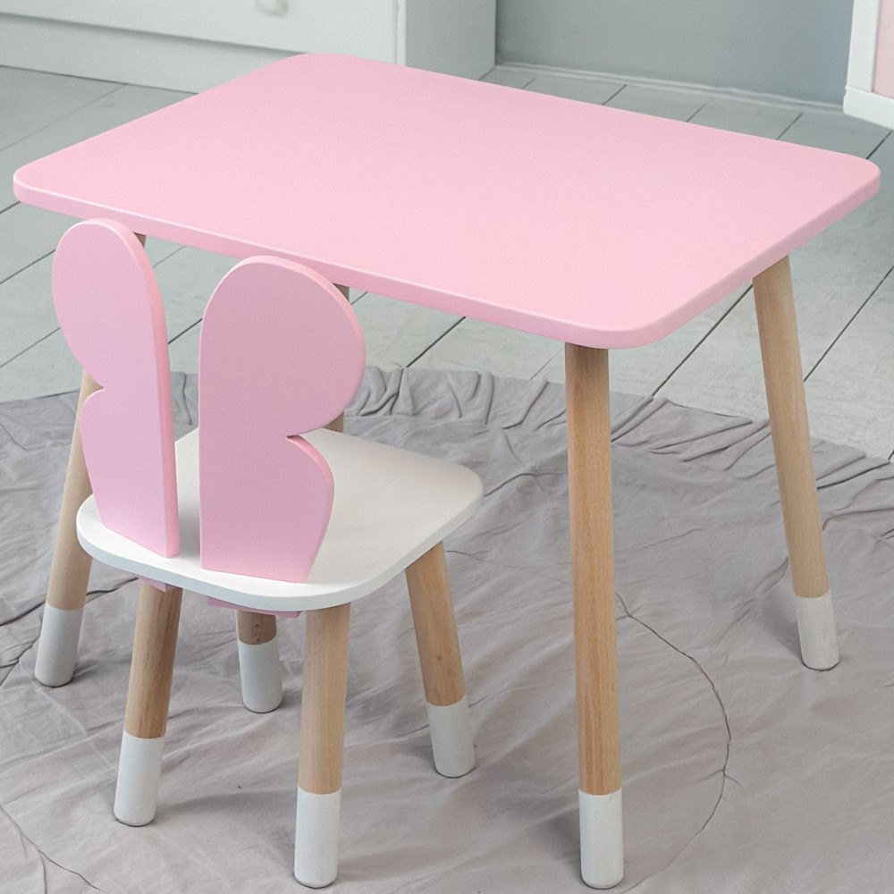 Рожевий стіл і стілець для дівчинки "Метелик" Київ - фото 2