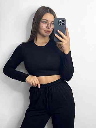 Стильный женский костюм из трикотажа вискоза Черный XS-S Харьков