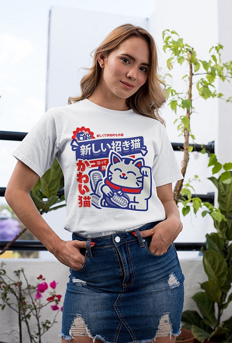 Футболка з аніме принтом Манекі Неко Кат Джапанесе оверсайз (S/M/L) Чорний AnimeJ0203 Дніпро - фото 2