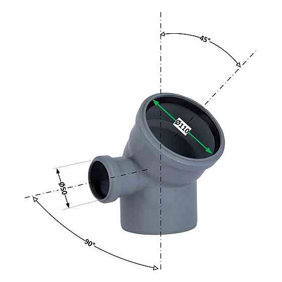 Колено 2 пл 110x100х45+ 50х90° (левое) TA Sewage Киев