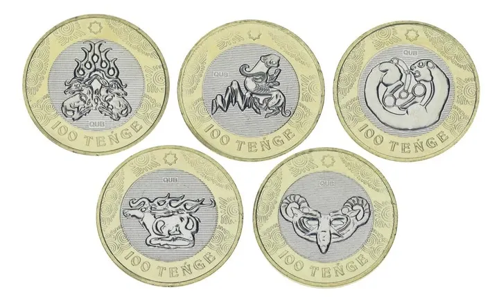 Казахстан, набір із 5 монет по 100 тенгу 2022г, Лавандовий Стиль Полтава - фото 1