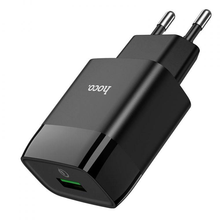 Мережевий зарядний пристрій HOCO C72Q Glorious single port QC3.0 charger 18W Black Київ - фото 3