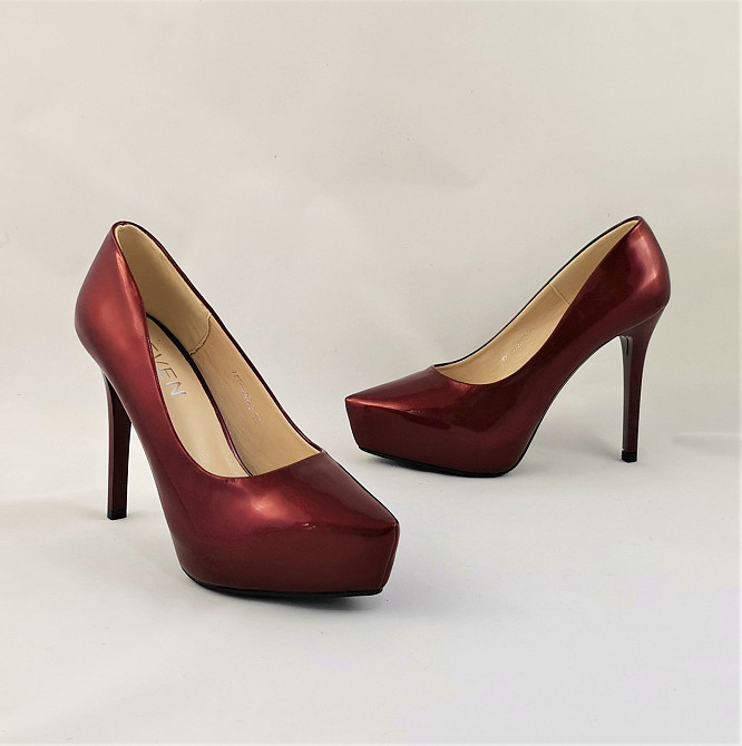 Жіночі Бордові Туфлі на Підборах Шпильці Лакові Модельні (розміри: 36,37,38,39,40) - 16-6 Дніпро - фото 6