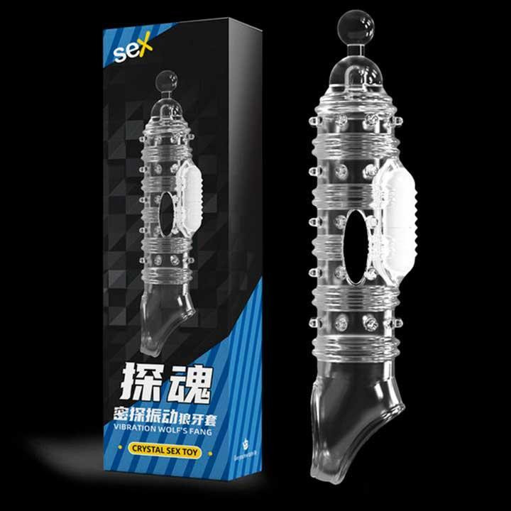 Насадка з вібрацією для збільшення пеніса "Crystal Skin Penishulle Vibro" - Синій - 18,5 см Вінниця - фото 3