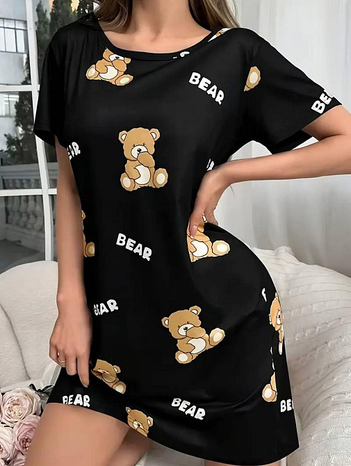 Жіноча повсякденна принтована туніка батал трикотаж Чорний, 52/54 Одеса - фото 1